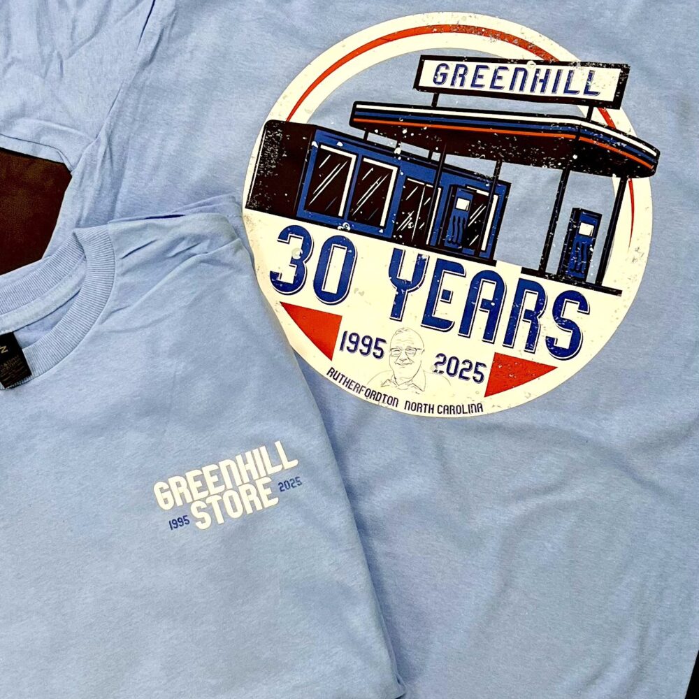 Greenhill Store Direct-to-film custom branded T-shirts for Greenhill Store in Rutherfordton, North Carolina.